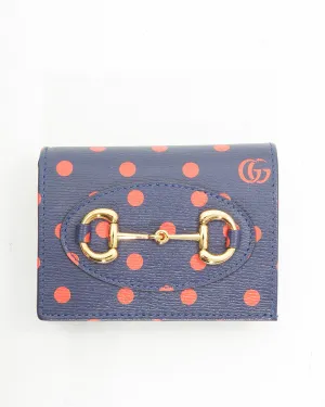 Gucci Navy/Red Leather Polka Dot 1955 Horsebit Wallet