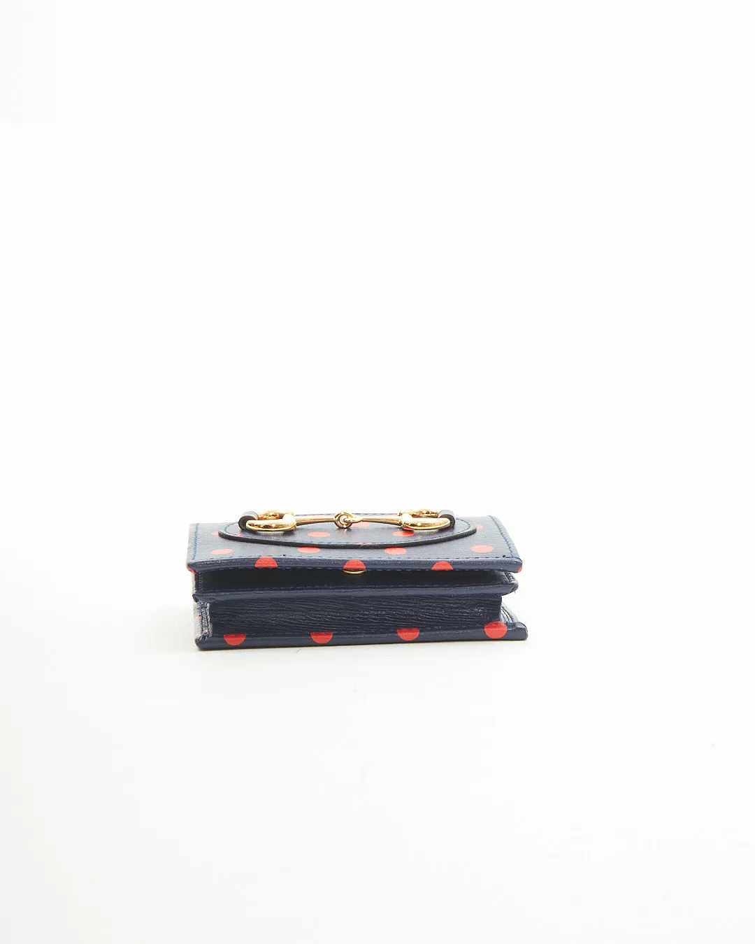 Gucci Navy/Red Leather Polka Dot 1955 Horsebit Wallet