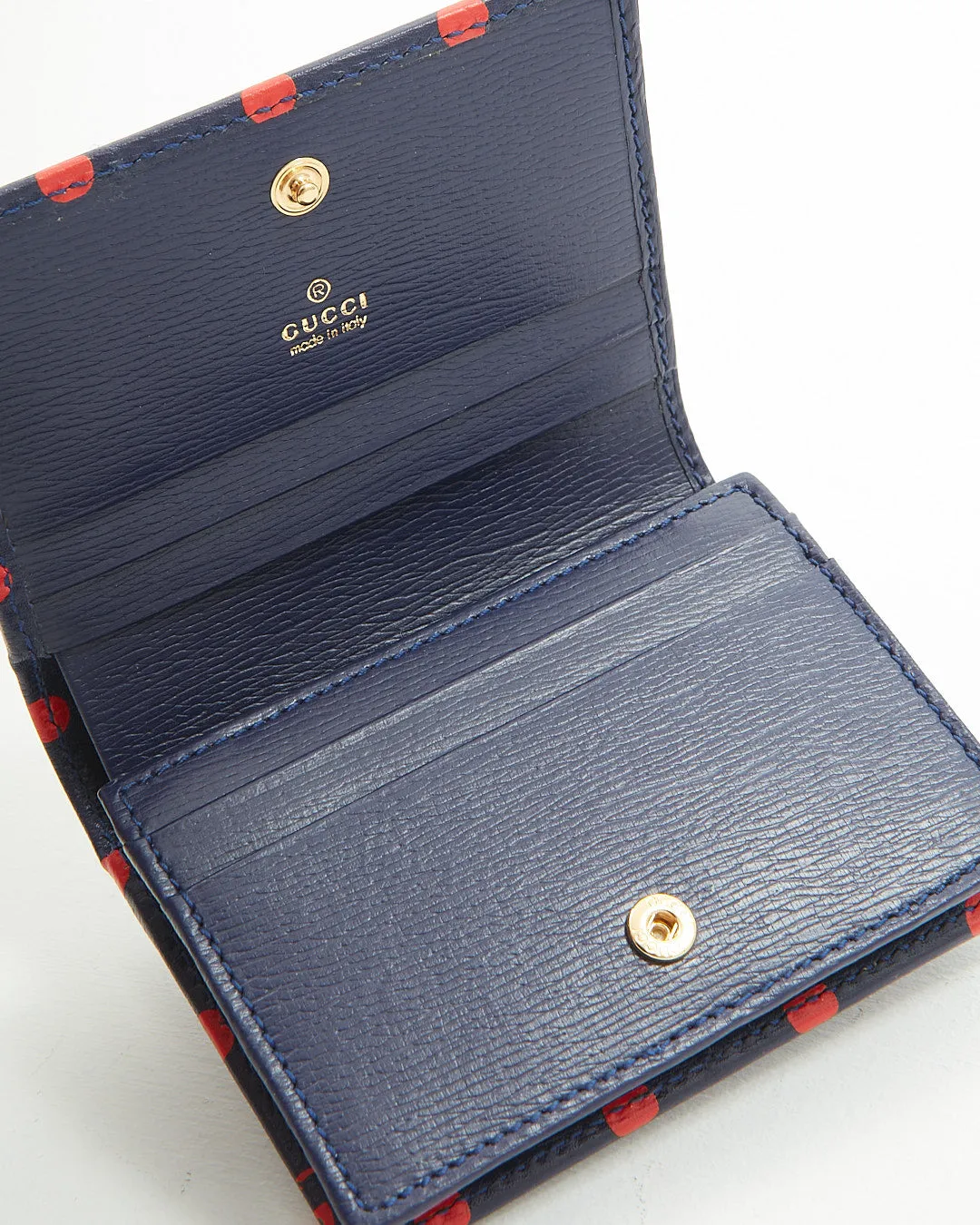 Gucci Navy/Red Leather Polka Dot 1955 Horsebit Wallet