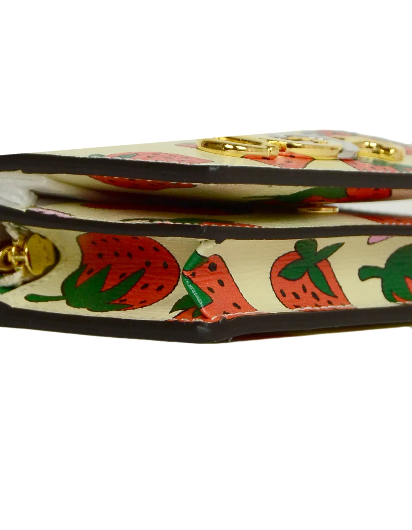 Gucci NEW Zumi Strawberry Print Card Case Wallet w. Chain
