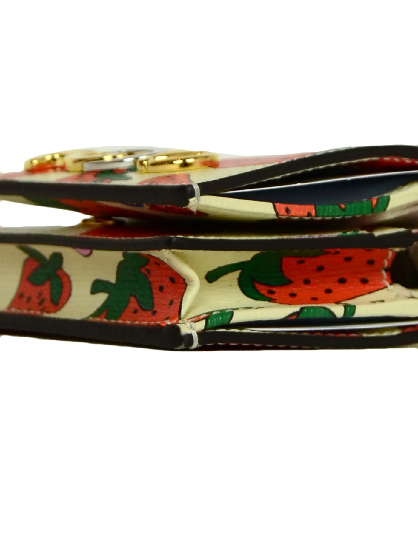 Gucci NEW Zumi Strawberry Print Card Case Wallet w. Chain