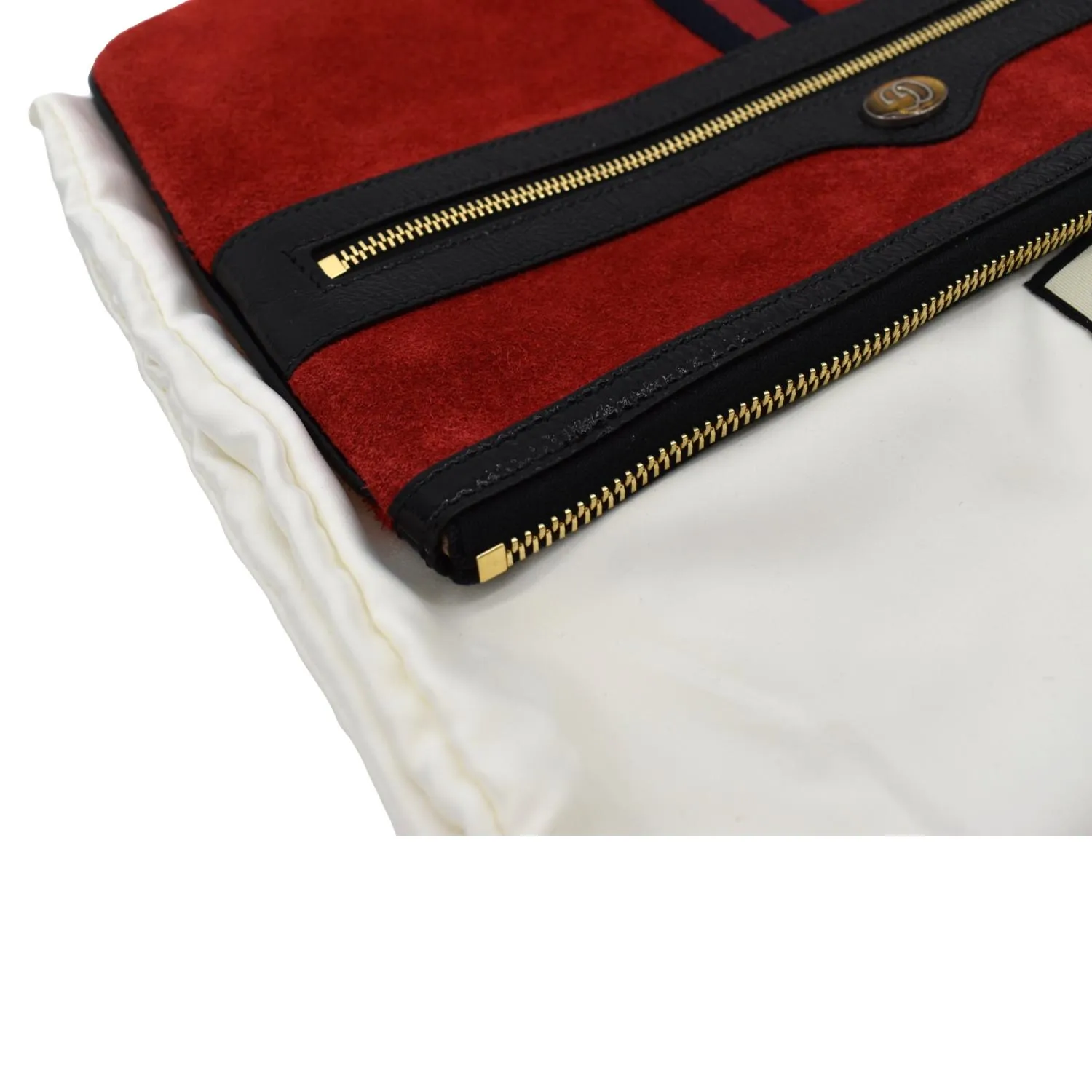 GUCCI Ophidia GG Suede Leather Pouch Clutch Bag Red 517551
