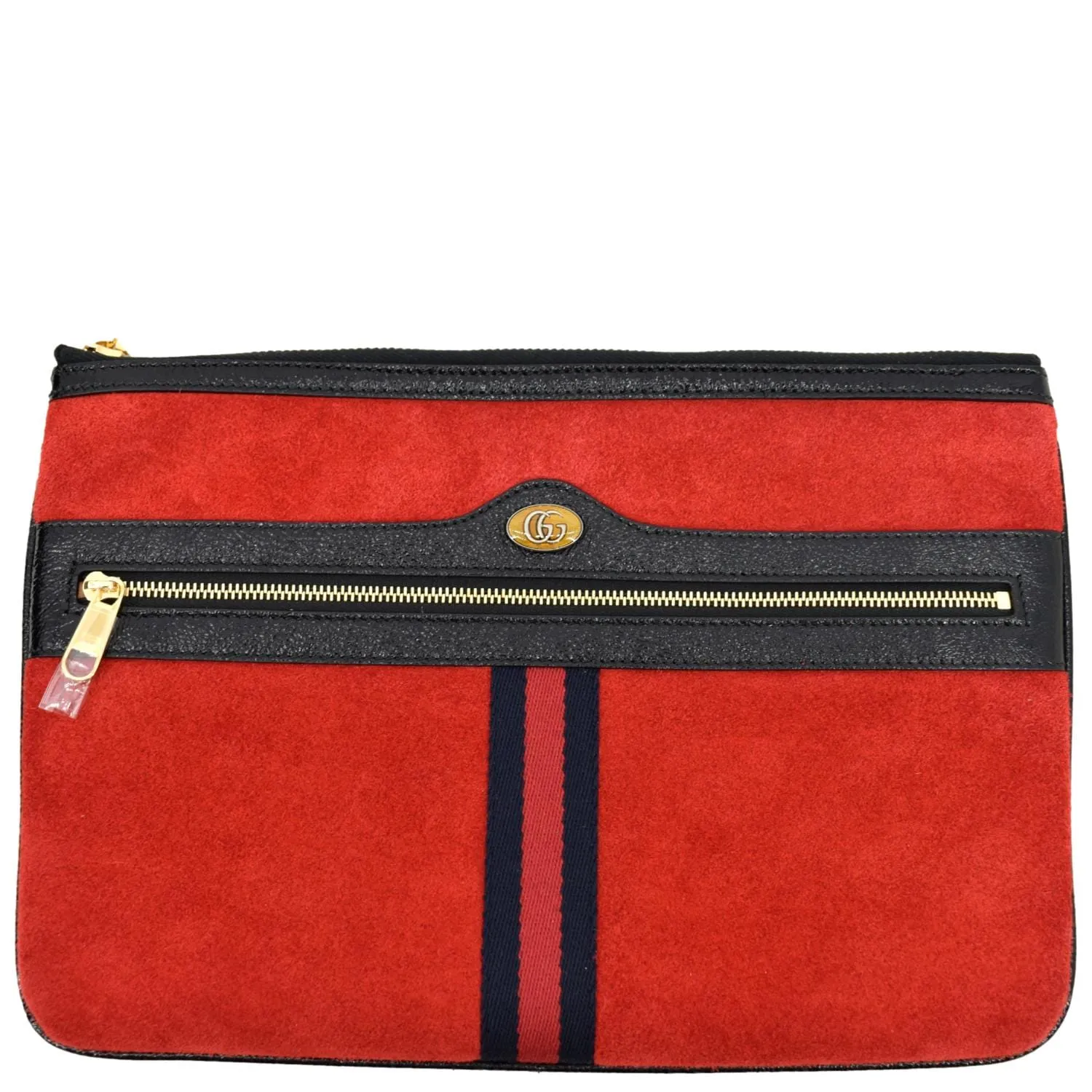 GUCCI Ophidia GG Suede Leather Pouch Clutch Bag Red 517551