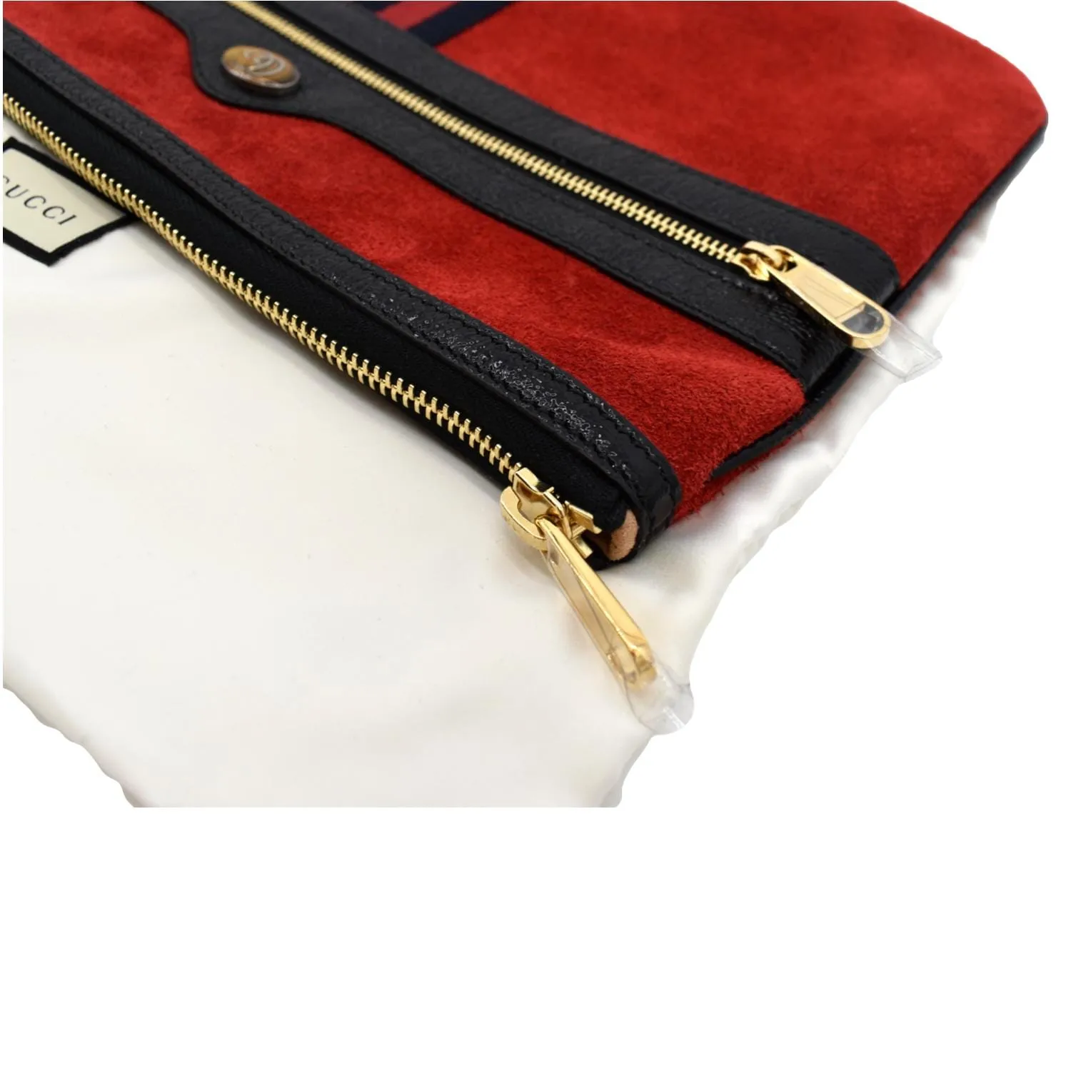 GUCCI Ophidia GG Suede Leather Pouch Clutch Bag Red 517551