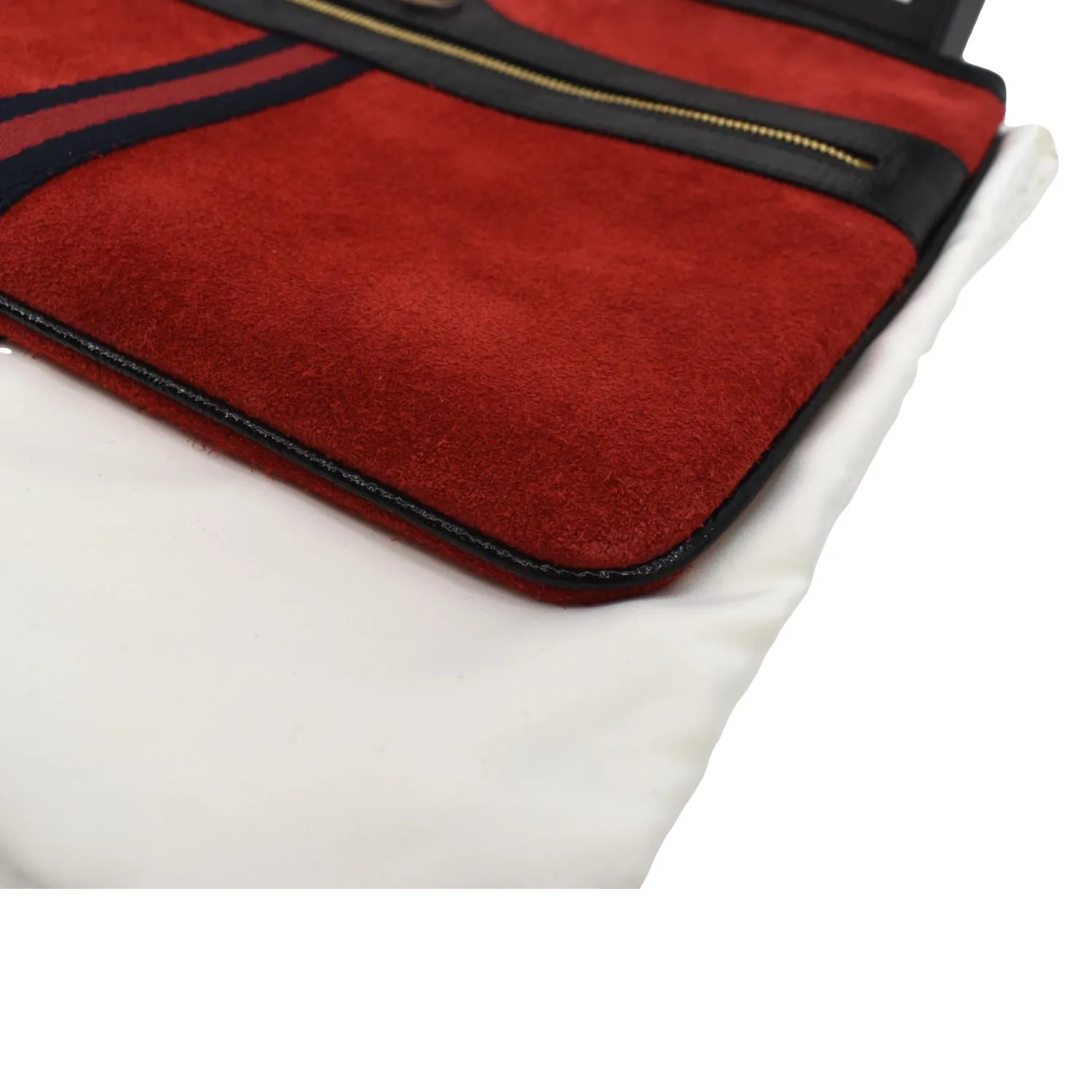 GUCCI Ophidia GG Suede Leather Pouch Clutch Bag Red 517551