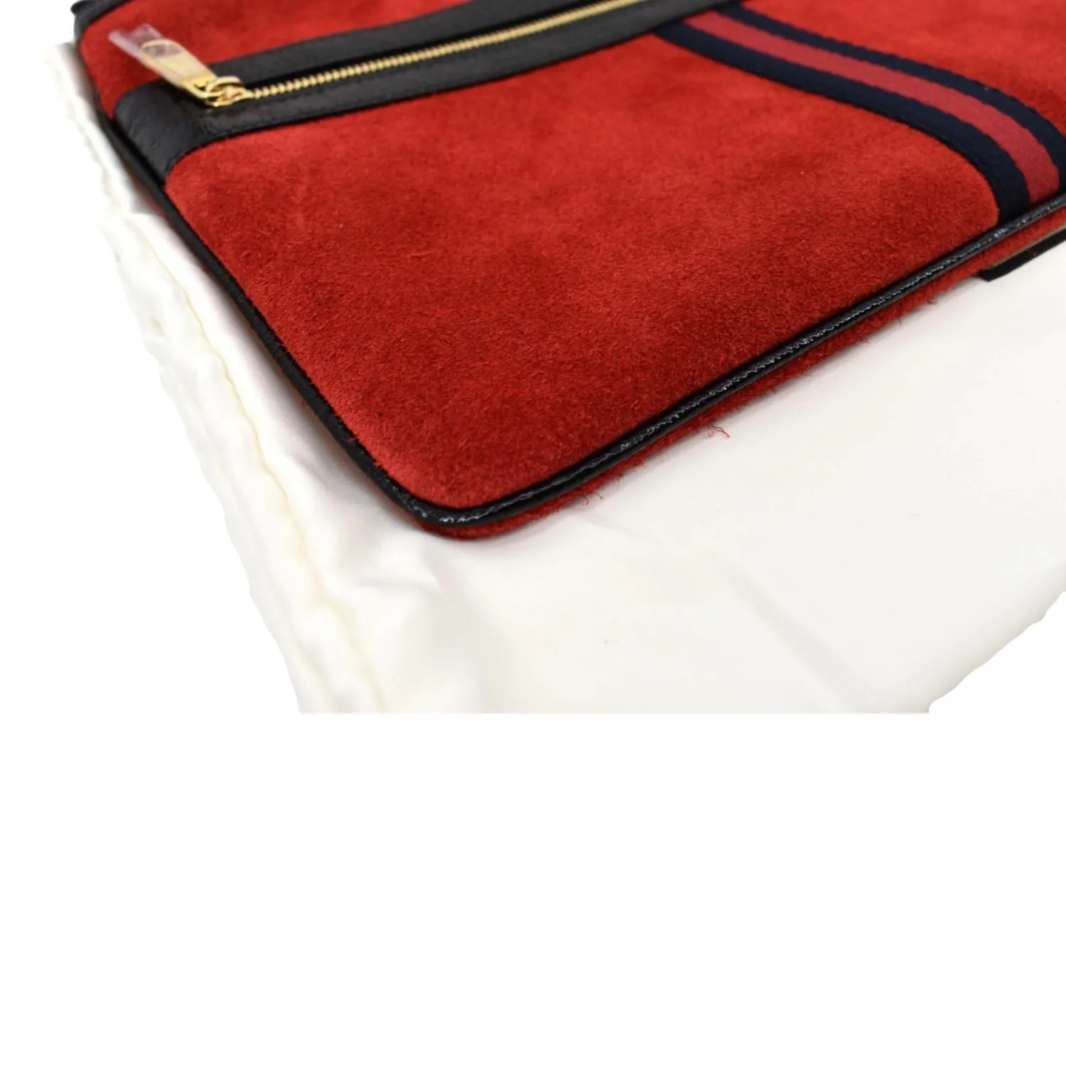 GUCCI Ophidia GG Suede Leather Pouch Clutch Bag Red 517551