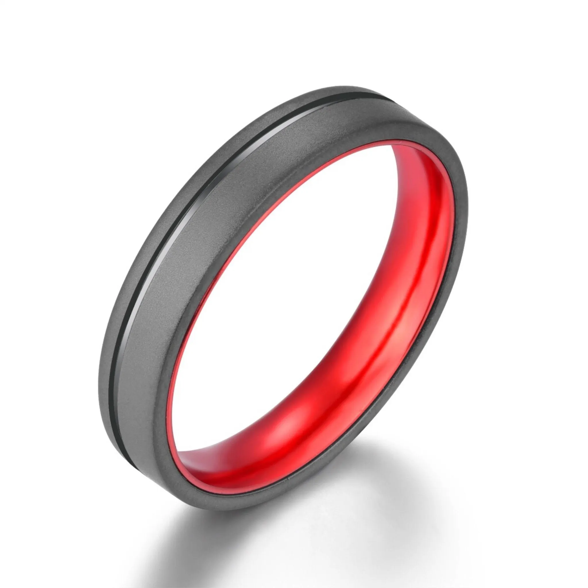 Gun Metal Grey Titanium Wedding Ring Pristine Red 4MM-8MM