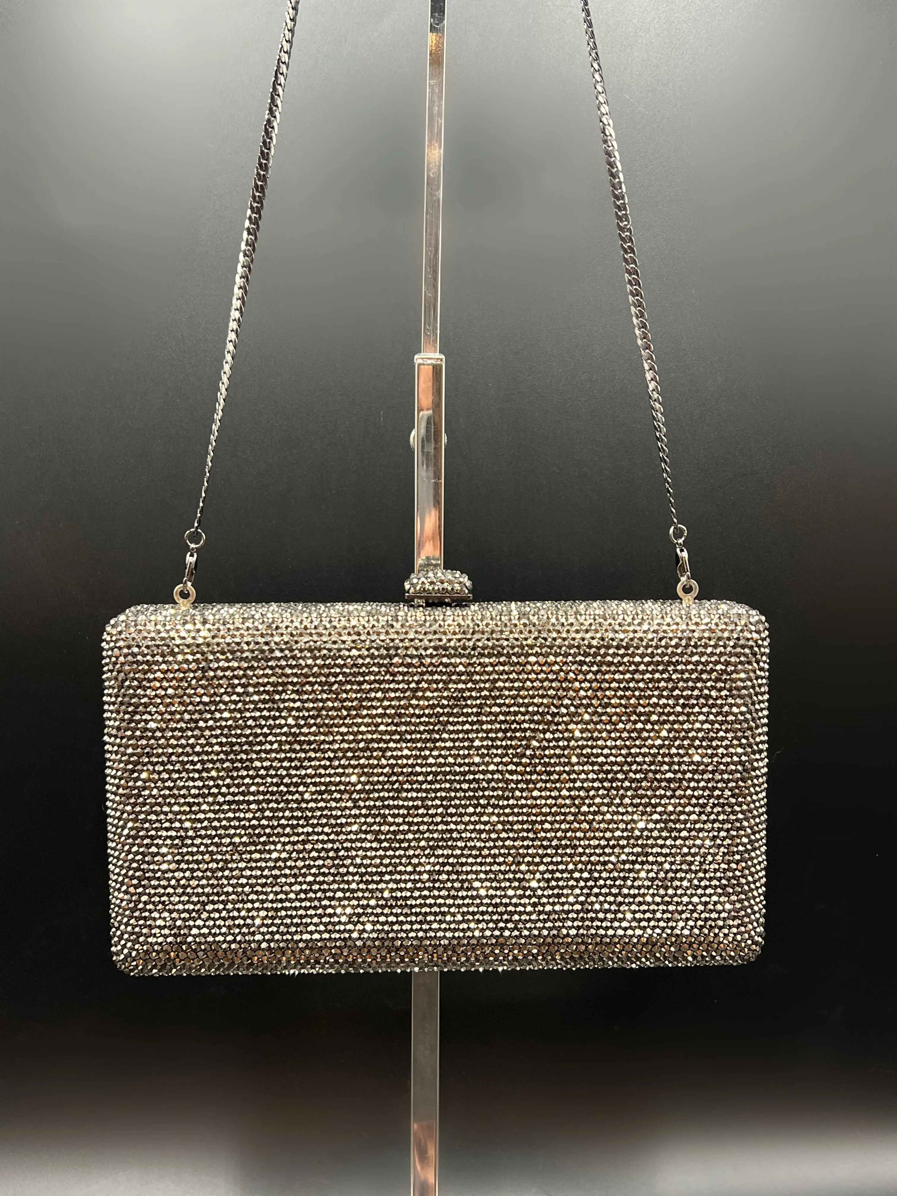 Gunmetal Crystal Clutch