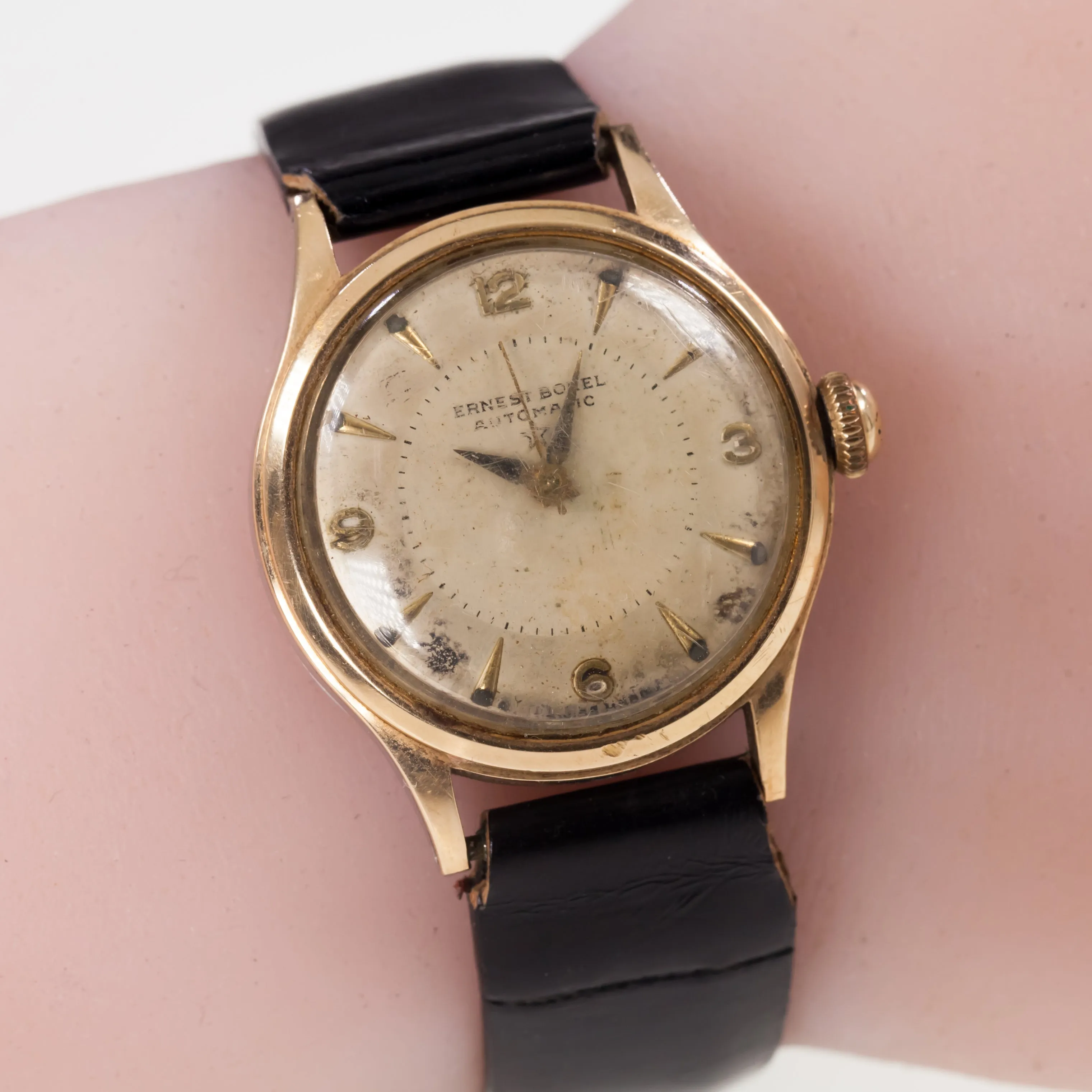 Hamilton 14k Yellow Gold Vintage Men's Hand-Winding Watch w/ Leather Band