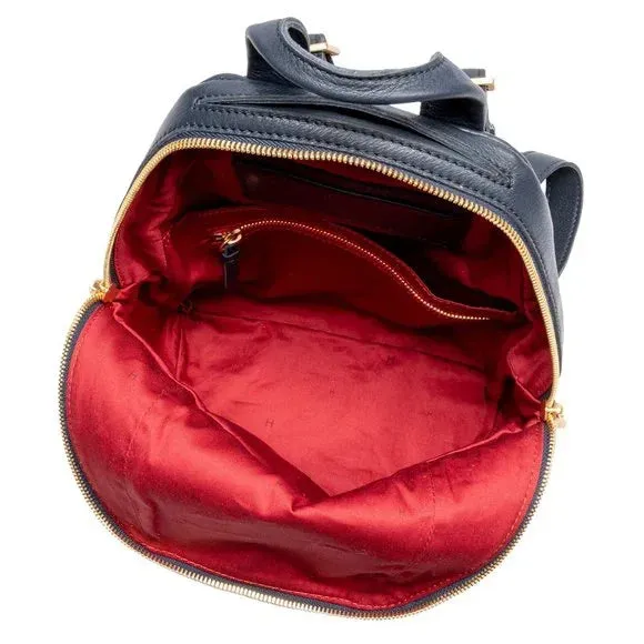 Hammitt Hunter Medium Backpack Navy Blue Tides Pebbled Leather Gold Zip Bag NEW