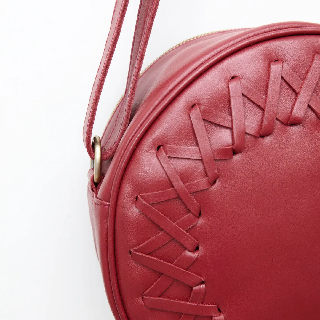 HANDMADE GENUINE LEATHER CIRCLE WEAVE SLING BAG