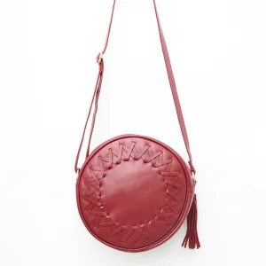 HANDMADE GENUINE LEATHER CIRCLE WEAVE SLING BAG