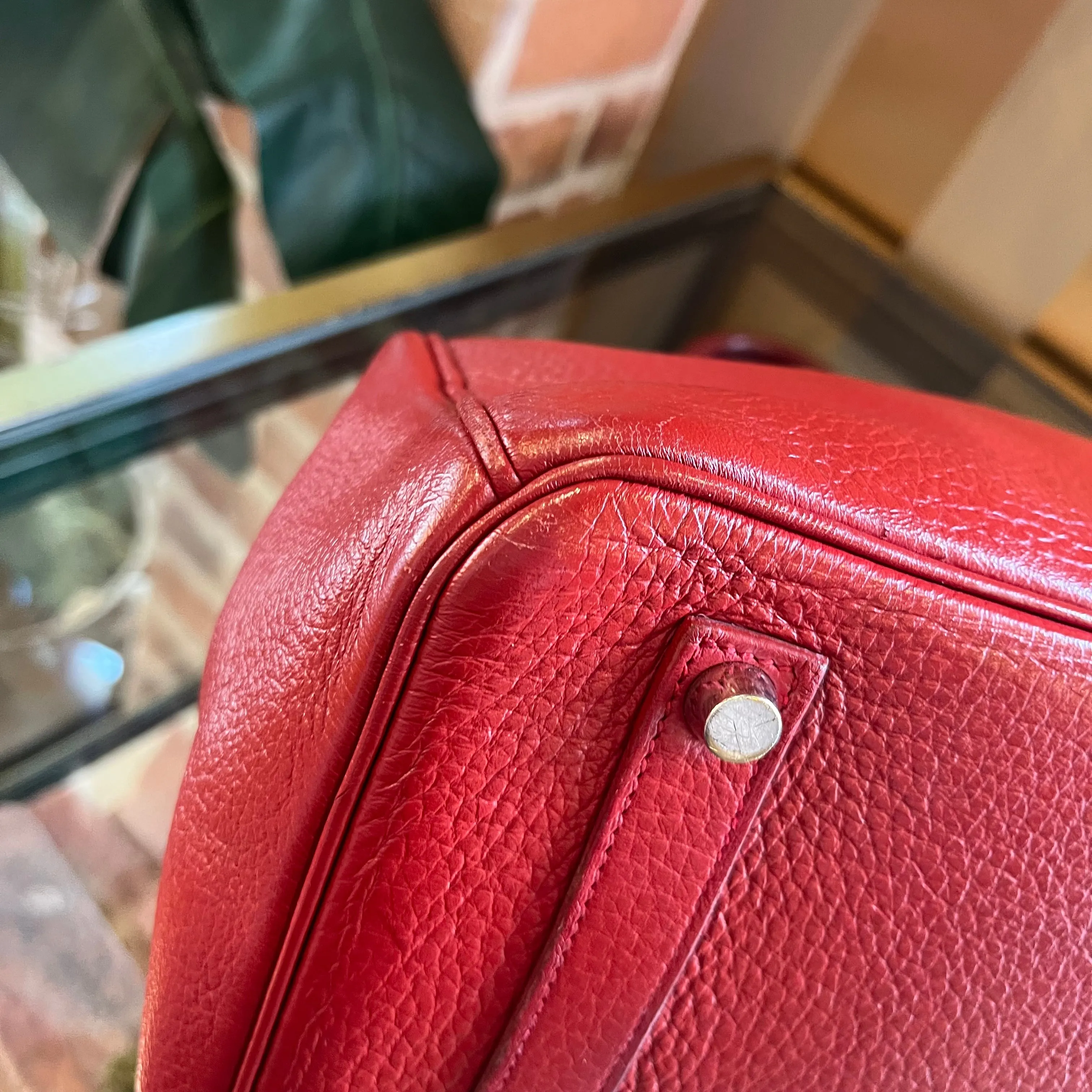 HERMES Vintage Birkin 35 Rubis Clemence Palladium