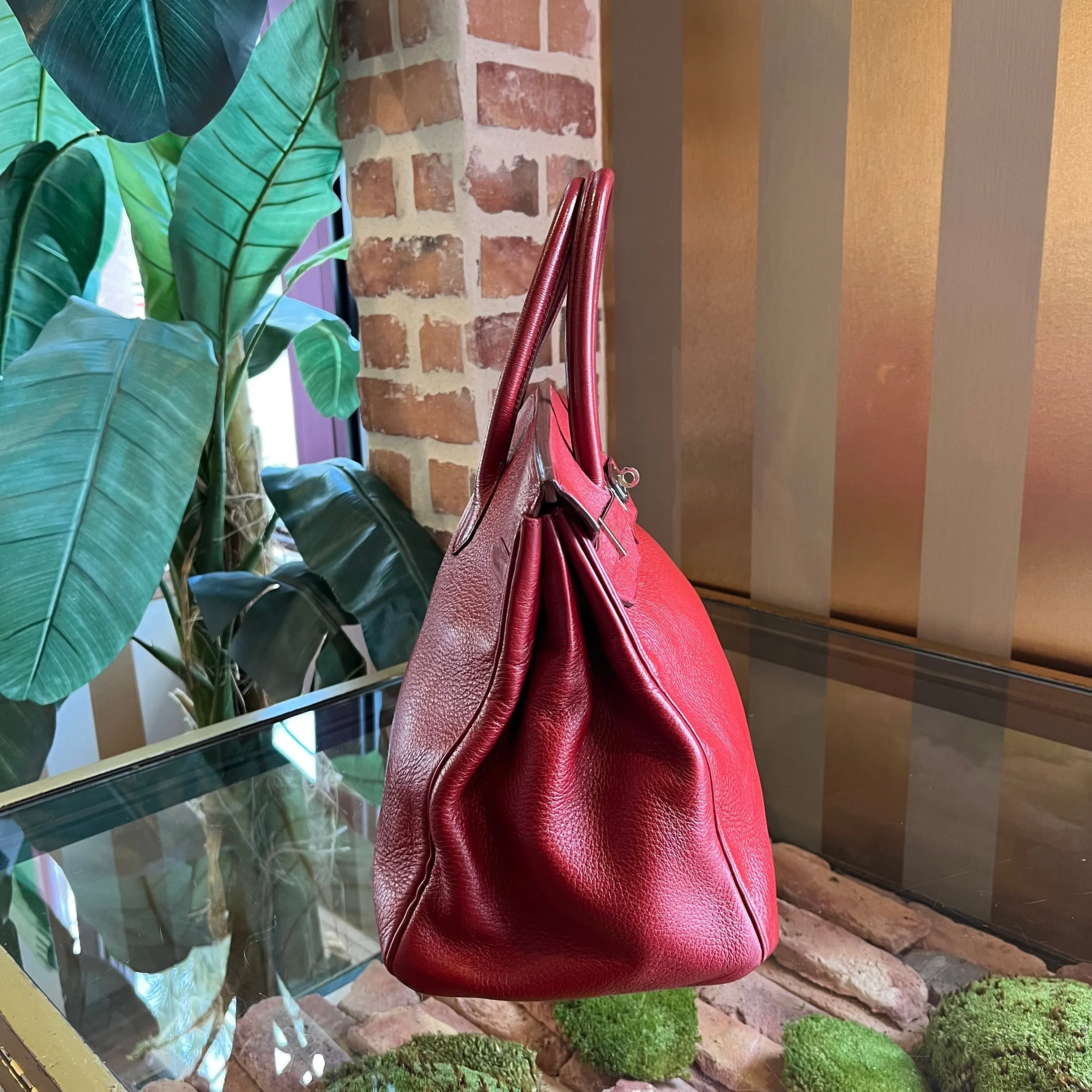 HERMES Vintage Birkin 35 Rubis Clemence Palladium