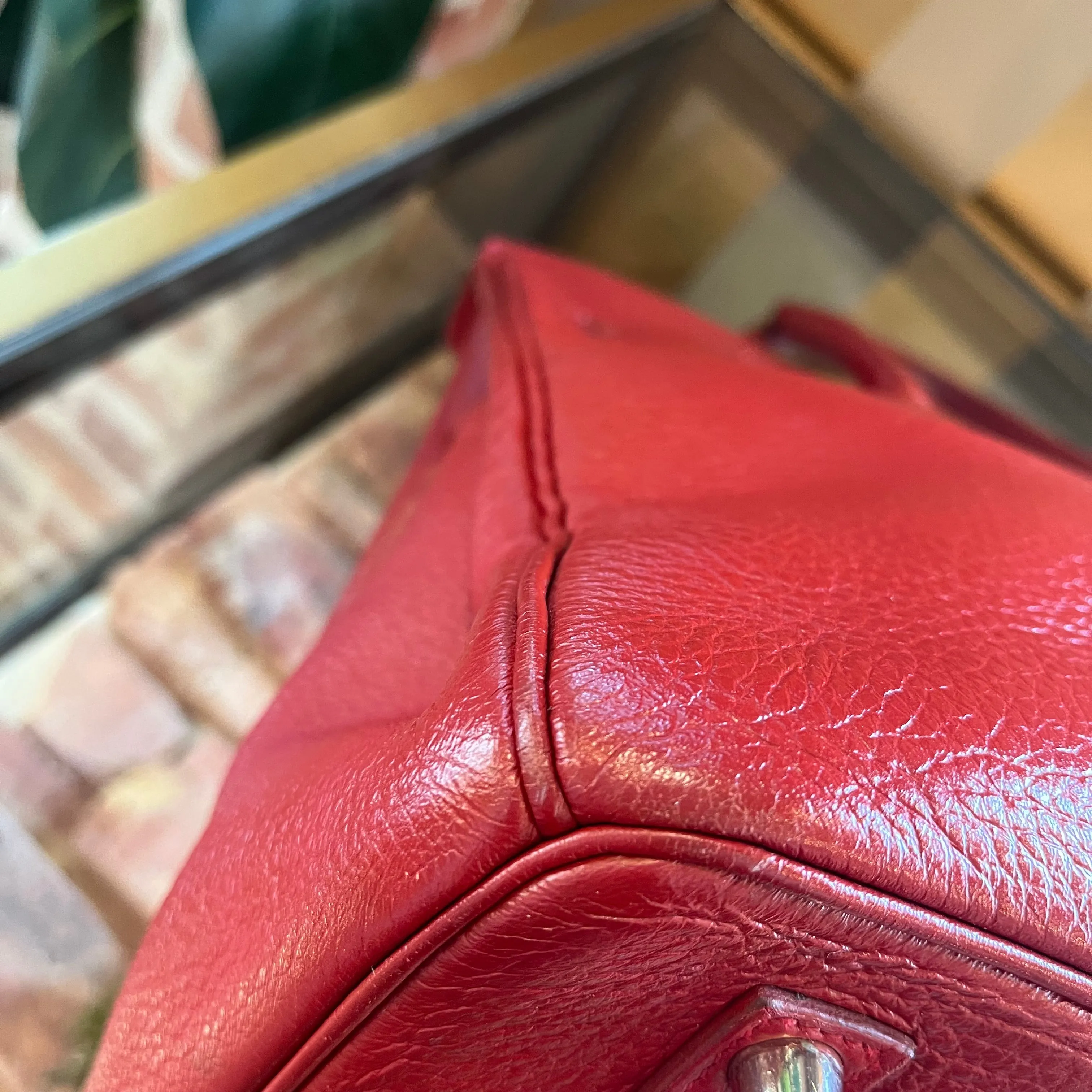 HERMES Vintage Birkin 35 Rubis Clemence Palladium