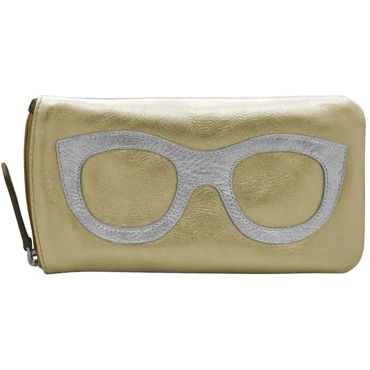 ILI New York Leather Eyeglass Case Zippered Glasses Frame Wallet Red Black NEW