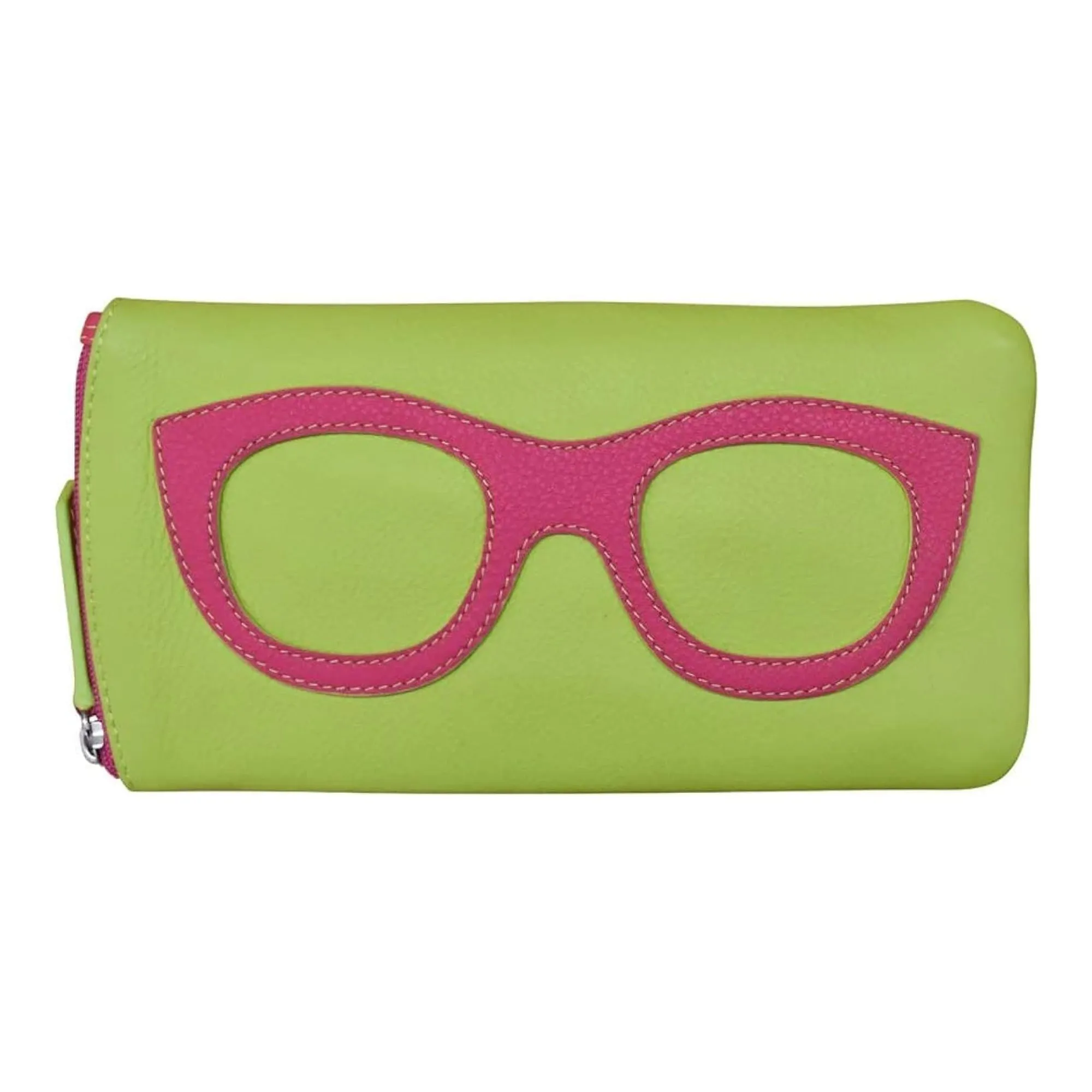 ILI New York Leather Eyeglass Case Zippered Glasses Frame Wallet Red Black NEW