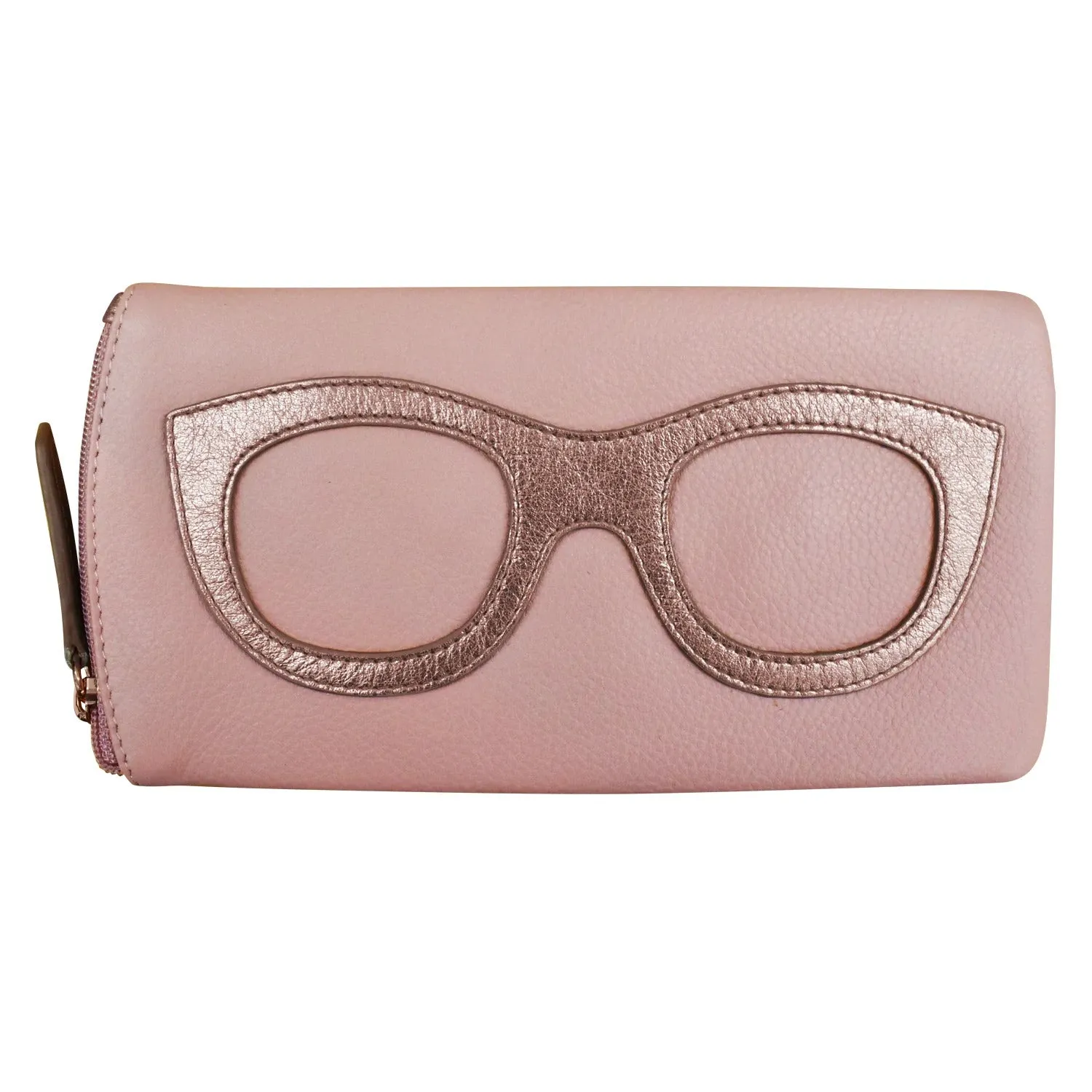 ILI New York Leather Eyeglass Case Zippered Glasses Frame Wallet Red Black NEW