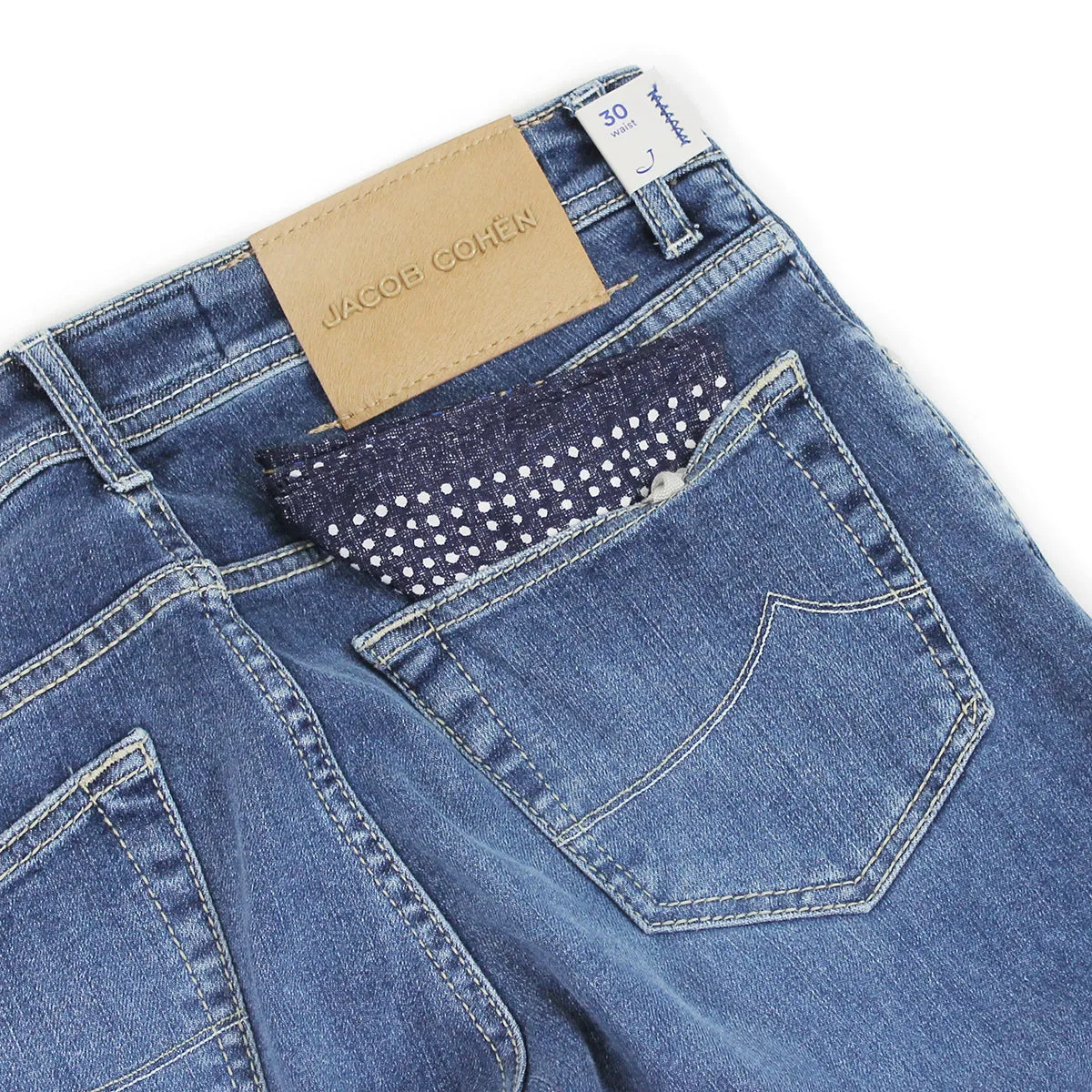 Jacob Cohen - J622 Comf Beige Patch Stone Wash Jeans in Blue