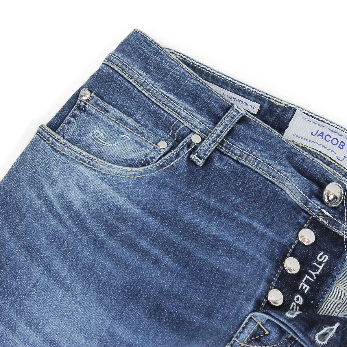 Jacob Cohen - J622 Comf Beige Patch Stone Wash Jeans in Blue