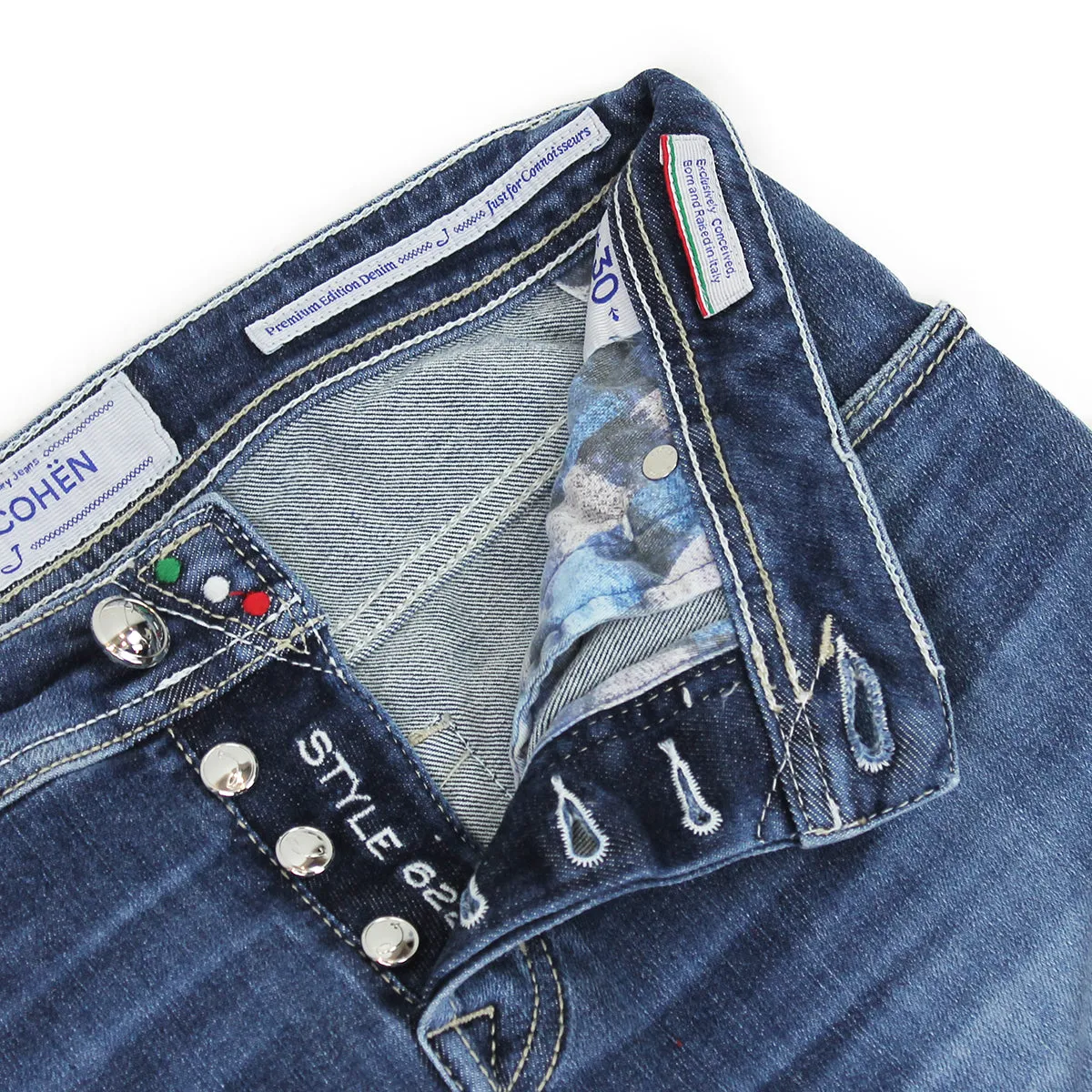Jacob Cohen - J622 Comf Beige Patch Stone Wash Jeans in Blue
