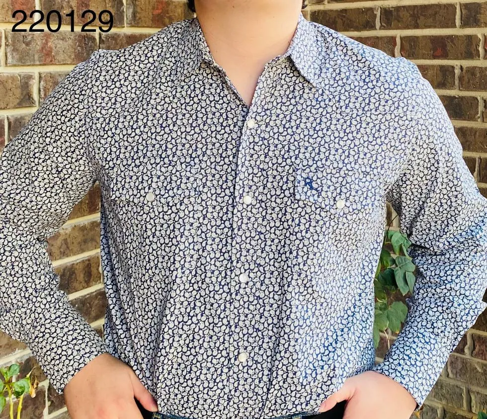 Jaime White Paisley Design Western Shirt