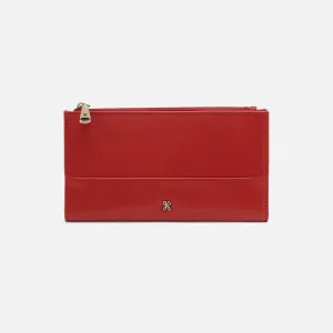 Jill Large Bifold Wallet In Polished Leather - Brick