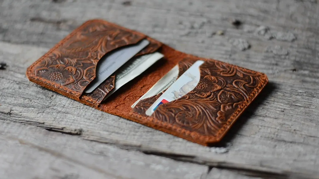 JJNUSAPersonalized Minimalist Bifold Wallet Men's  Card Holder Distressed Leather Wallet Brown