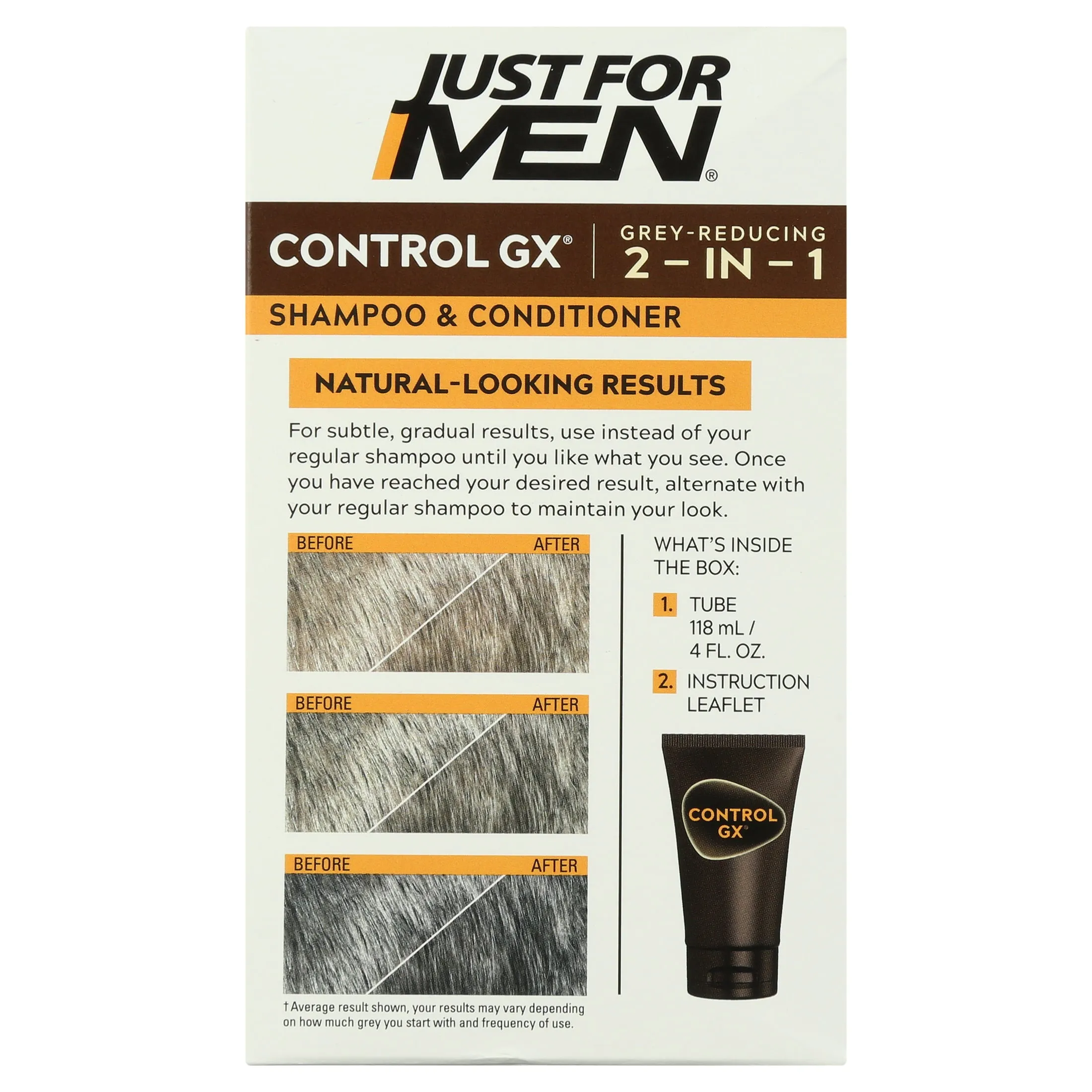 Just For Men Control GX Gray Reduction 2-in-1Shampoo Plus Conditioner, 4 fl oz