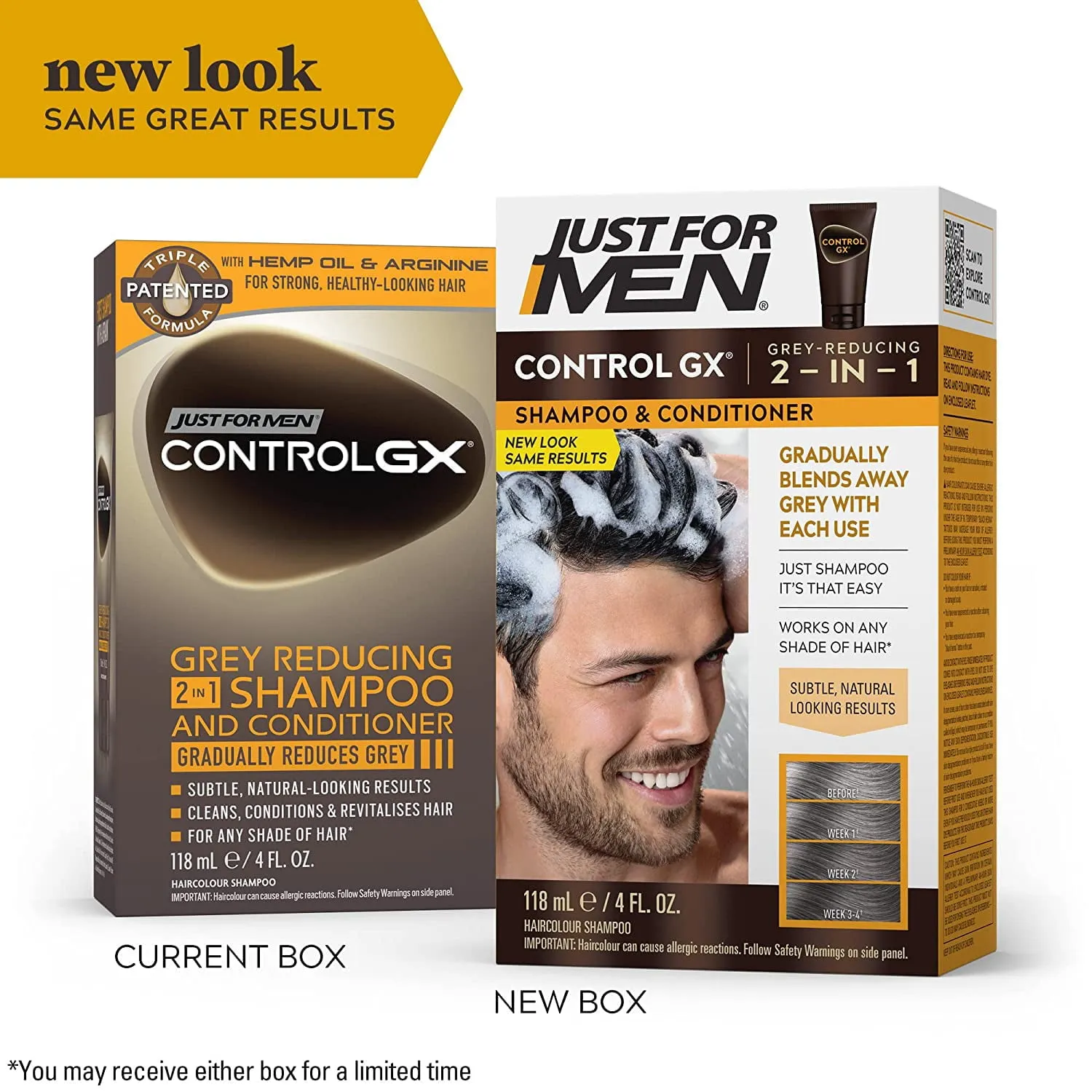 Just For Men Control GX Gray Reduction 2-in-1Shampoo Plus Conditioner, 4 fl oz