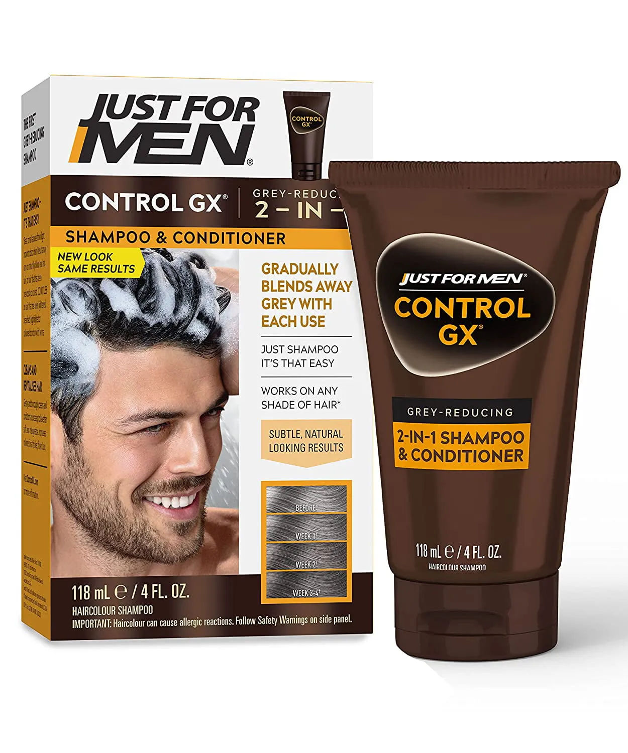 Just For Men Control GX Gray Reduction 2-in-1Shampoo Plus Conditioner, 4 fl oz