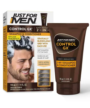 Just For Men Control GX Gray Reduction 2-in-1Shampoo Plus Conditioner, 4 fl oz