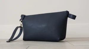 Leather Wristlet Clutch Bag | Navy Blue