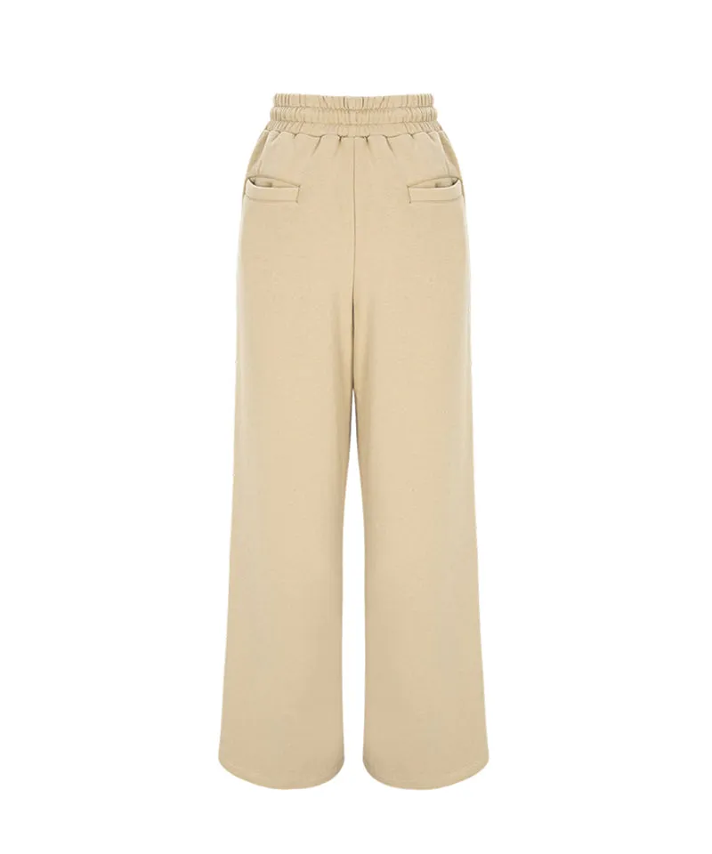LENUCU Men's Wide Sweat Pants - Beige