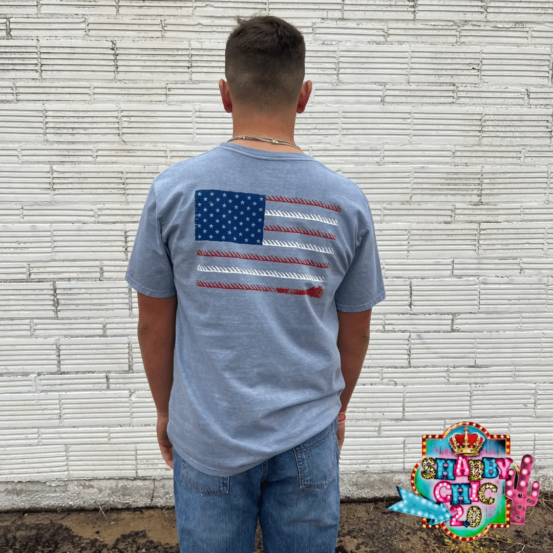 Liberty Roper Denim Crew Neck Flag Short Sleeve Tee