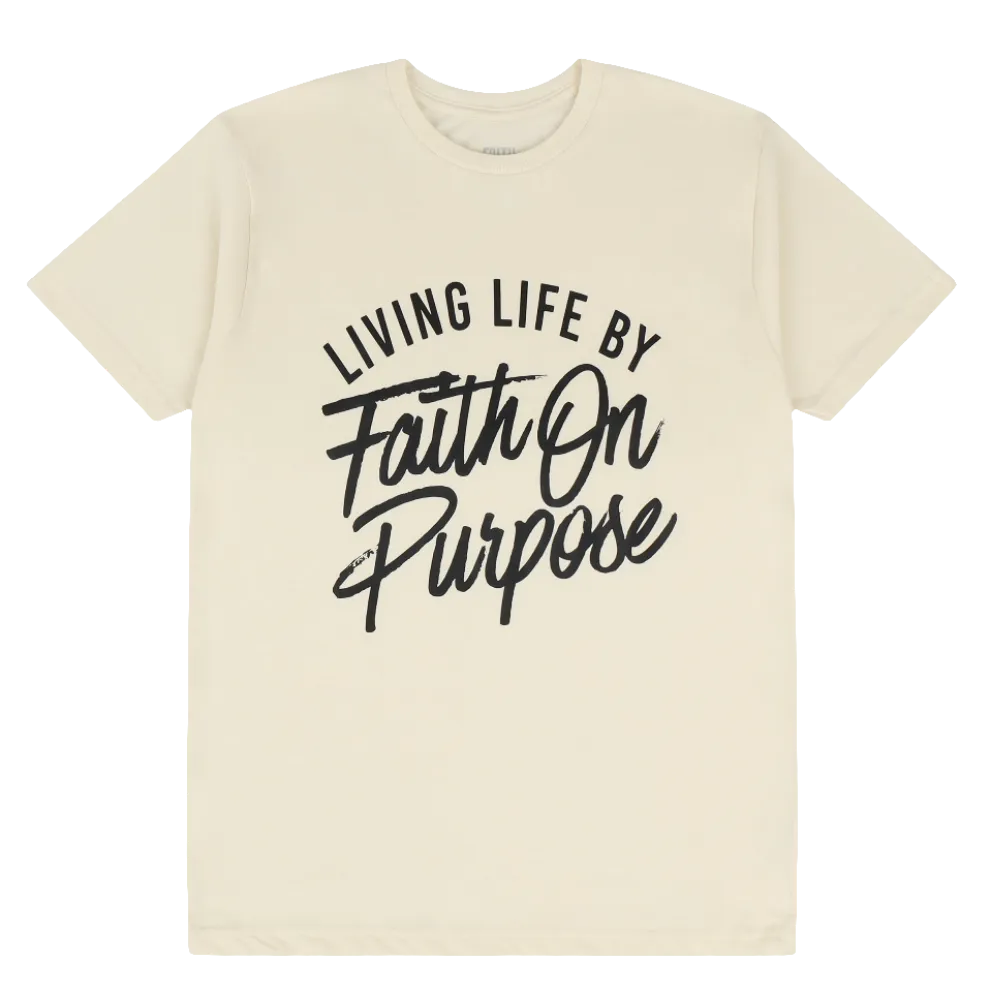 Living By Faith On Purpose T-Shirt - (Unisex) - Cream/Black