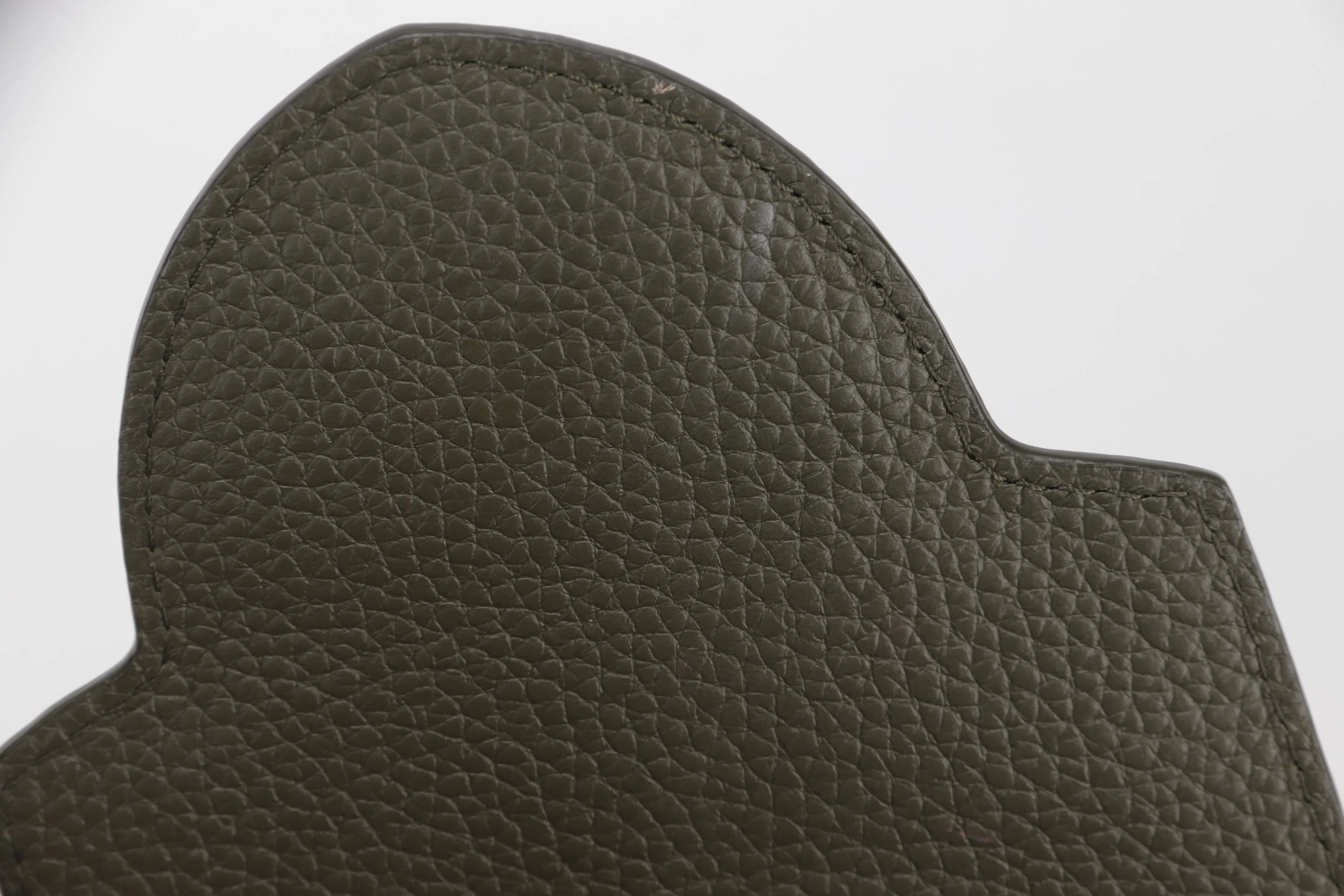 LOUIS VUITTON M57227 CAPUCINES BB, KHAKI COLOR TAURILLON LEATHER SILVER HARDWARE, WITH STRAP & DUST COVER