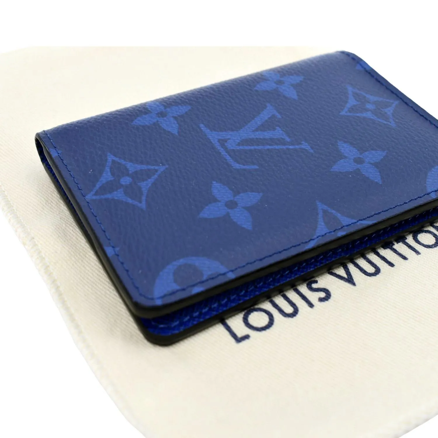 LOUIS VUITTON Monogram Leather Pocket Organizer Navy Blue