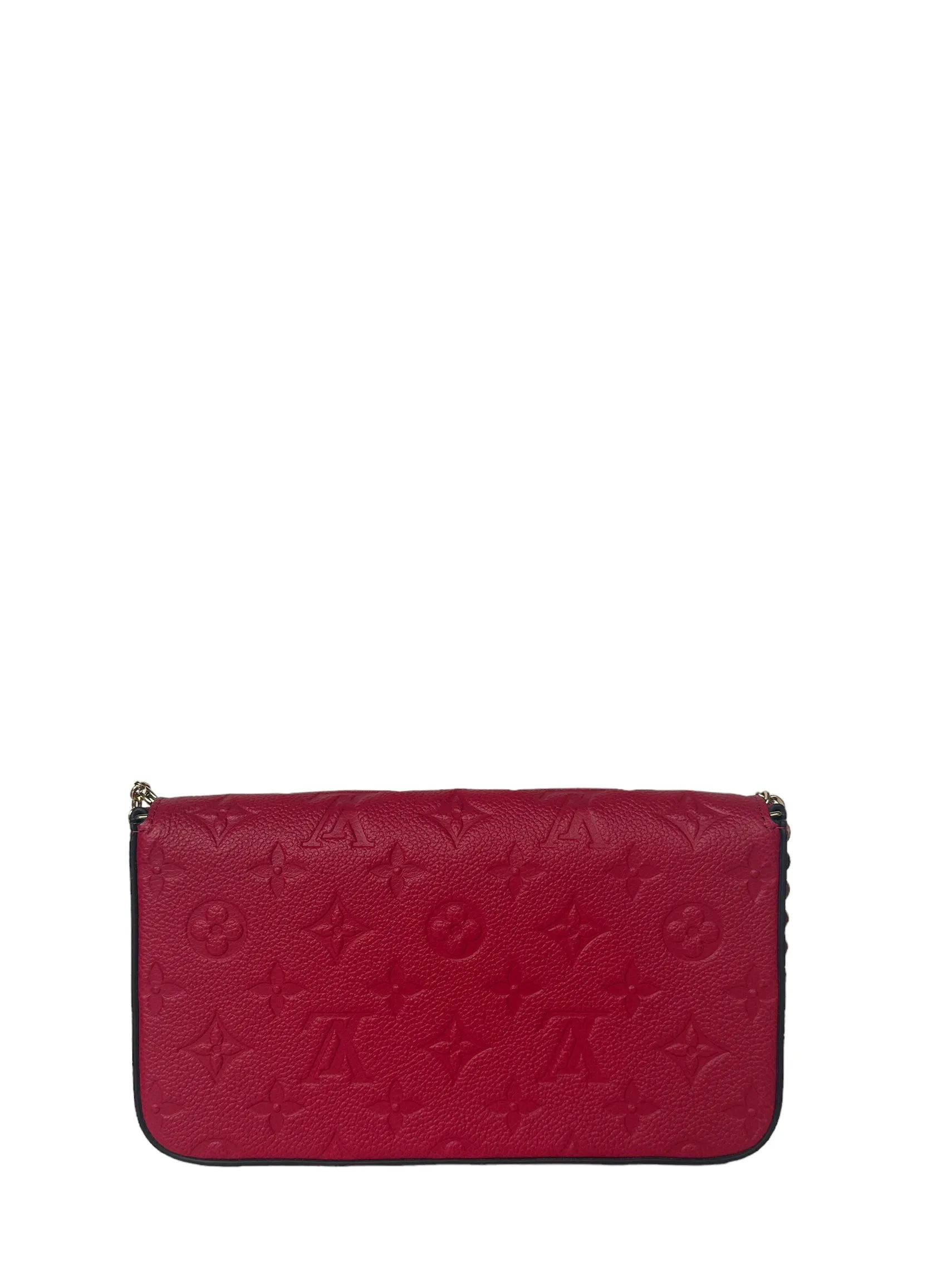 Louis Vuitton Scarlet Red Emperiente Leather Felicie Chain Wallet Crossbody Bag