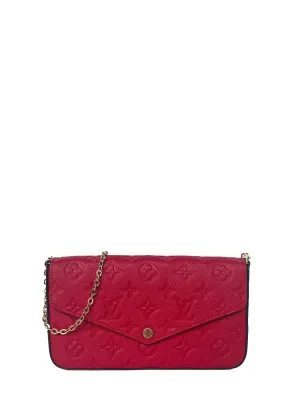 Louis Vuitton Scarlet Red Emperiente Leather Felicie Chain Wallet Crossbody Bag