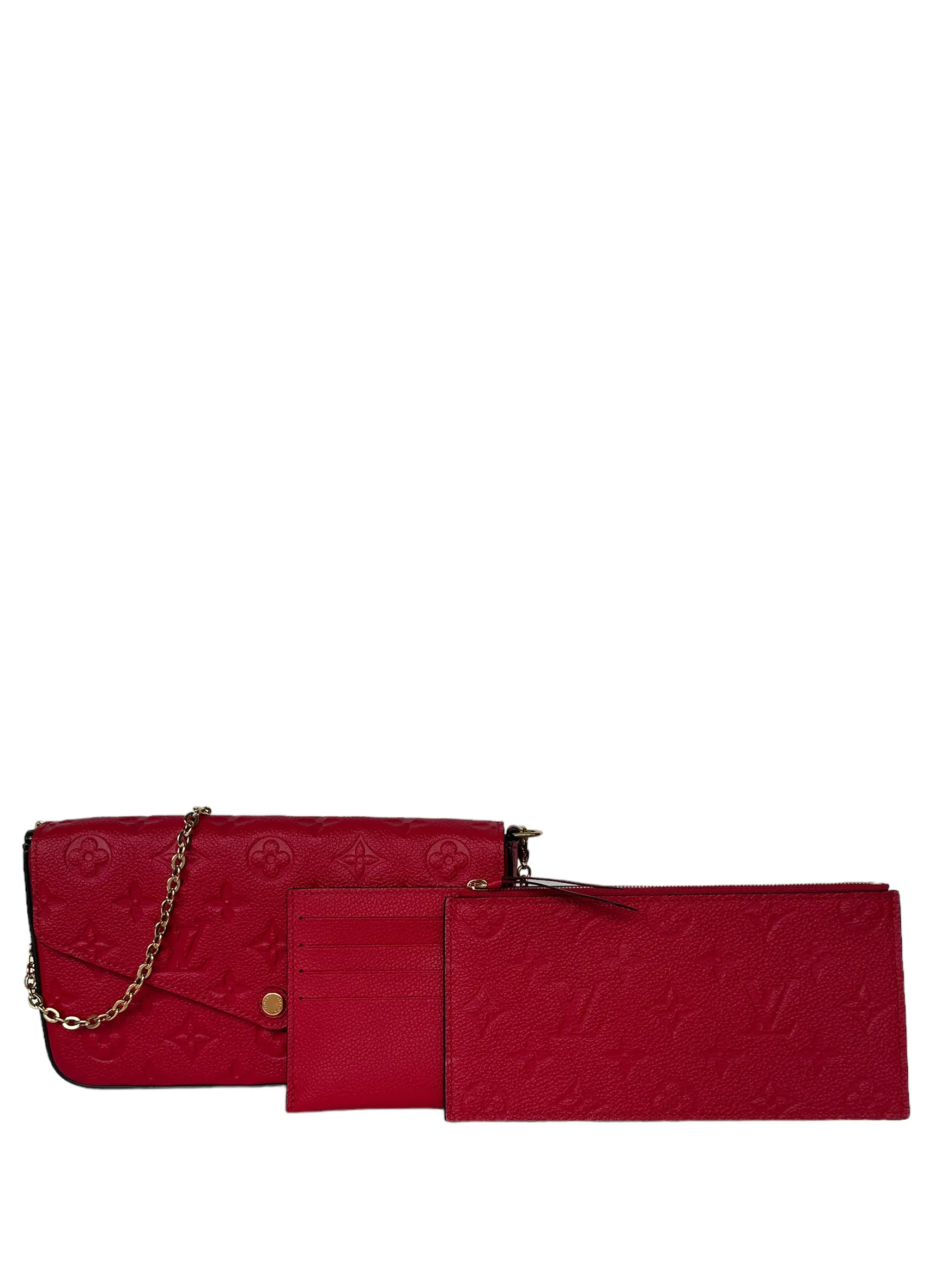 Louis Vuitton Scarlet Red Emperiente Leather Felicie Chain Wallet Crossbody Bag