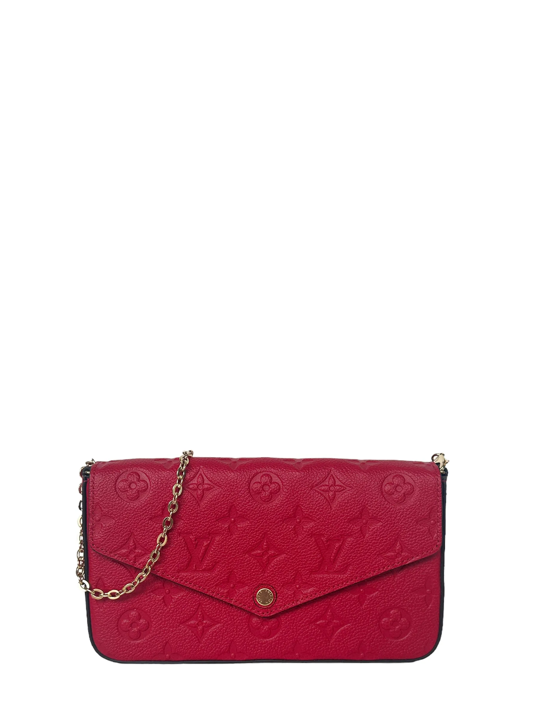 Louis Vuitton Scarlet Red Emperiente Leather Felicie Chain Wallet Crossbody Bag