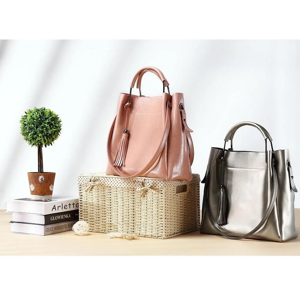 <bold>Tote & Crossbody Bag Set <br>Genuine-Leather