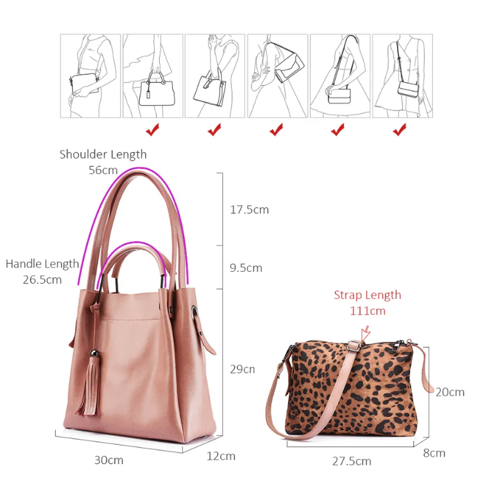 <bold>Tote & Crossbody Bag Set <br>Genuine-Leather