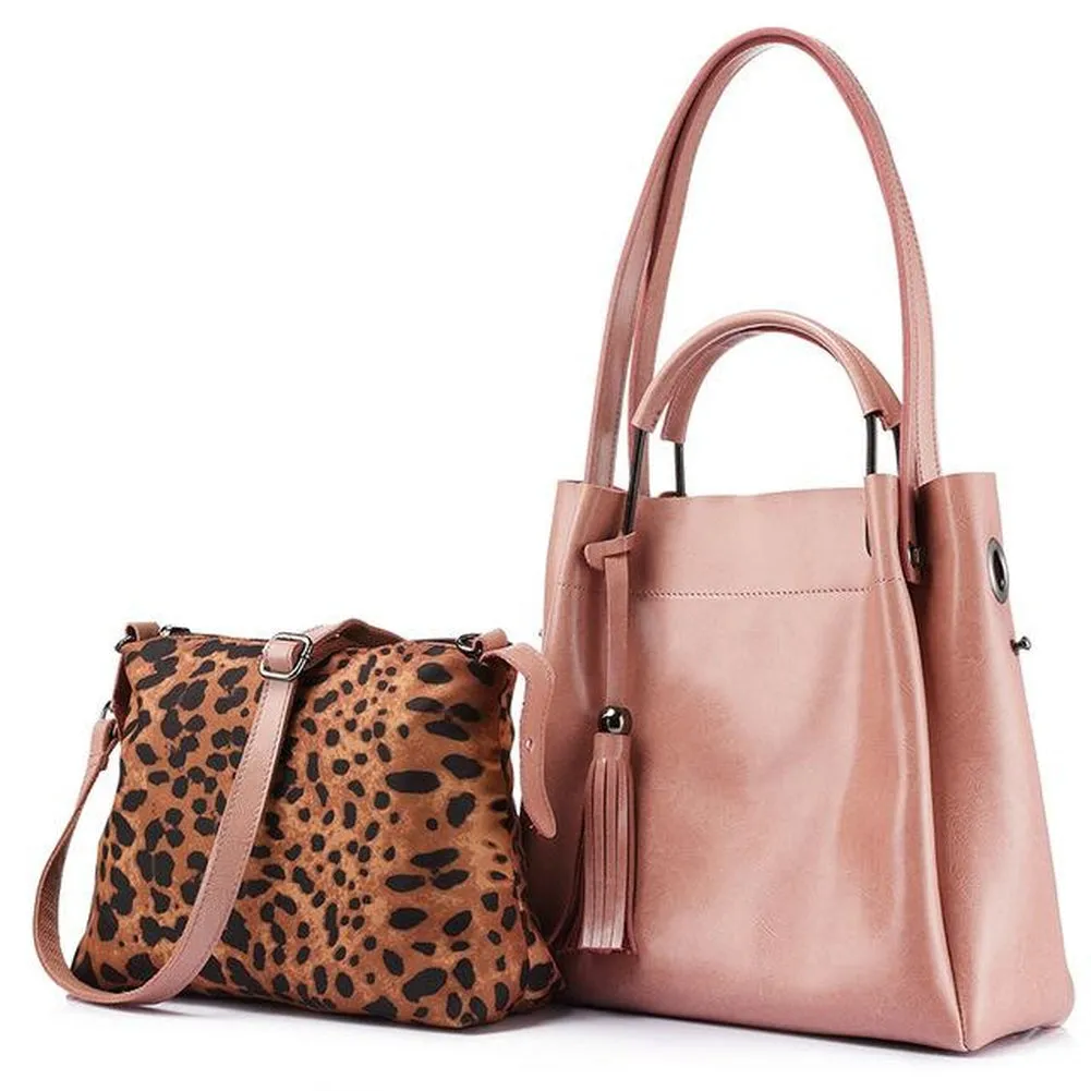<bold>Tote & Crossbody Bag Set <br>Genuine-Leather