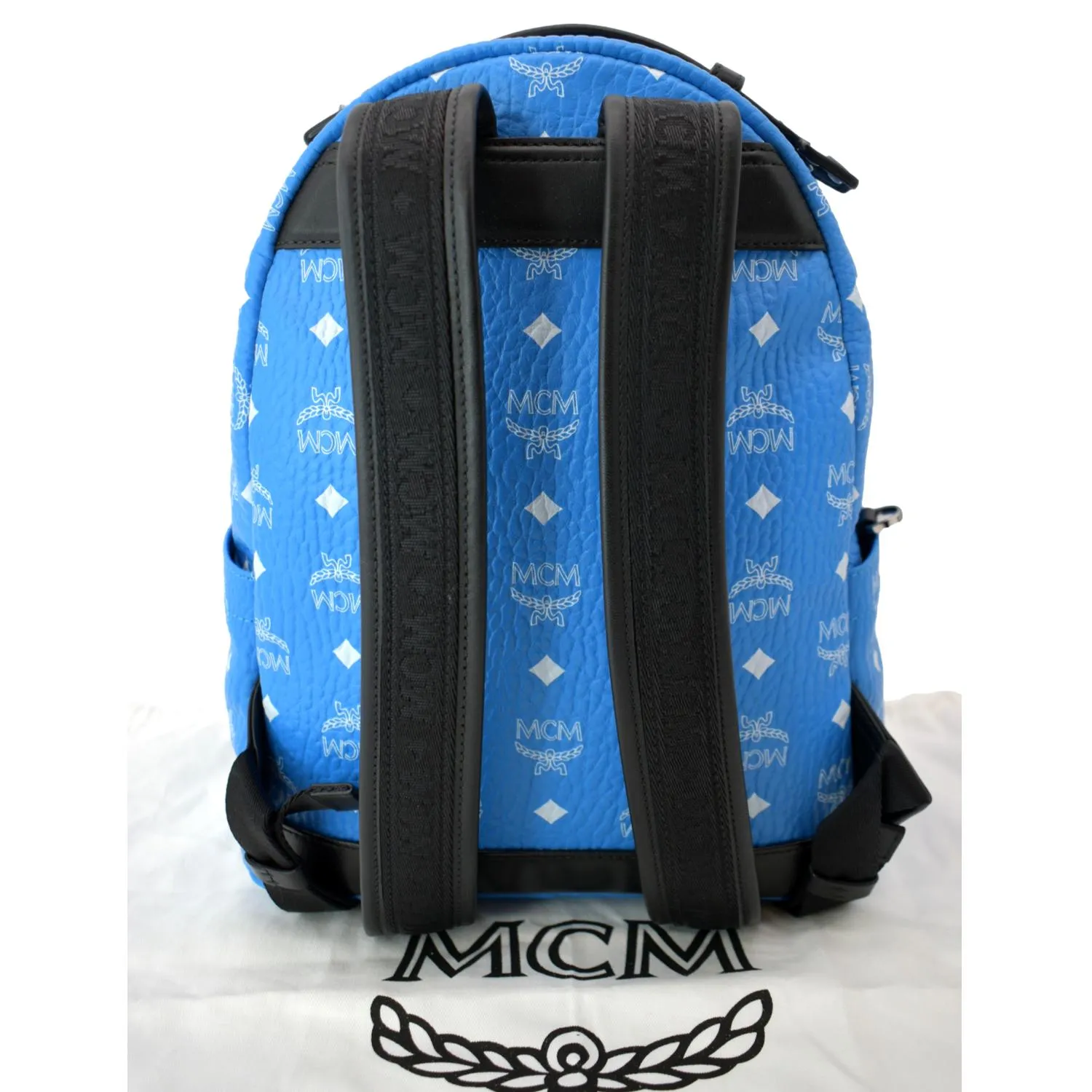 MCM Stark Classic Visetos Canvas Backpack Light Blue