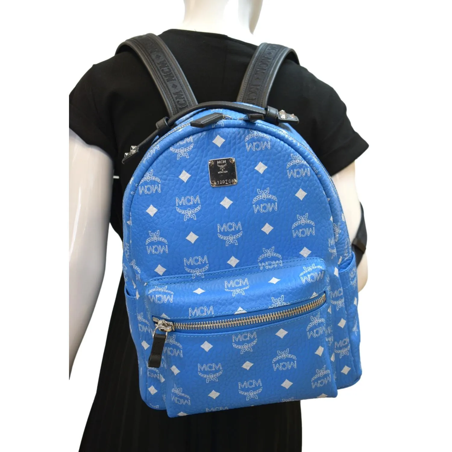 MCM Stark Classic Visetos Canvas Backpack Light Blue