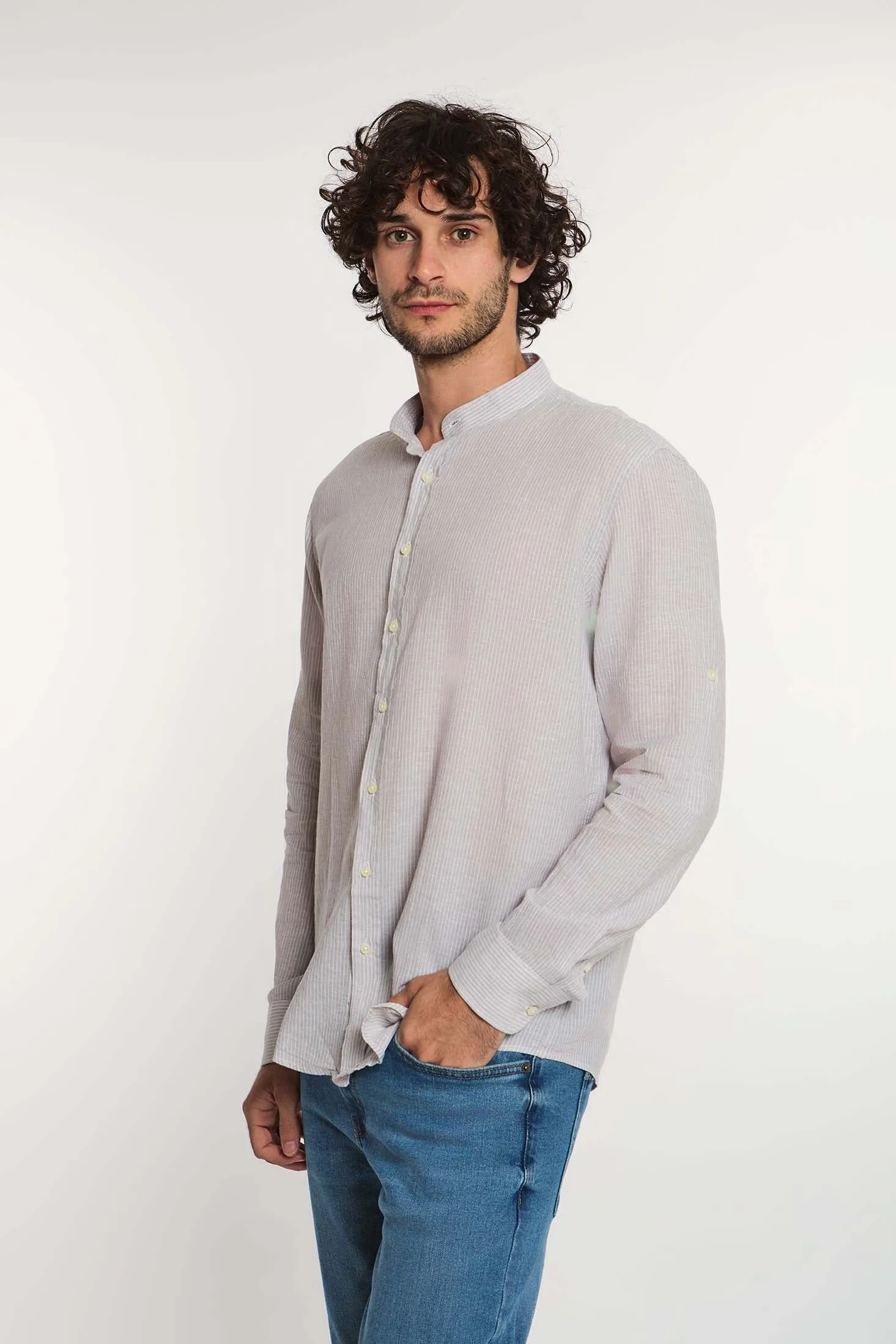 Men Shirt Casual Regular Fit Beige