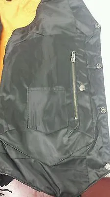 Men's 10 Pocket Blk Rub off patch holder Leather vest with 2 Gun pockets inside