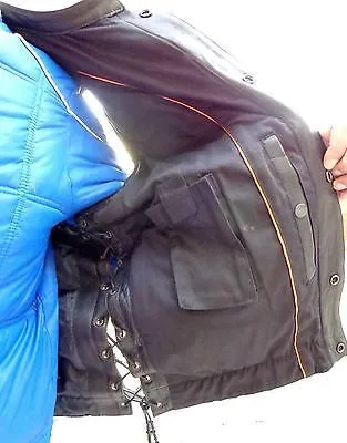 MEN'S ANARCHY LEATHER MOTORCYCLE VEST 2 GUN POCKETS WITH SIDE LACES NAKED